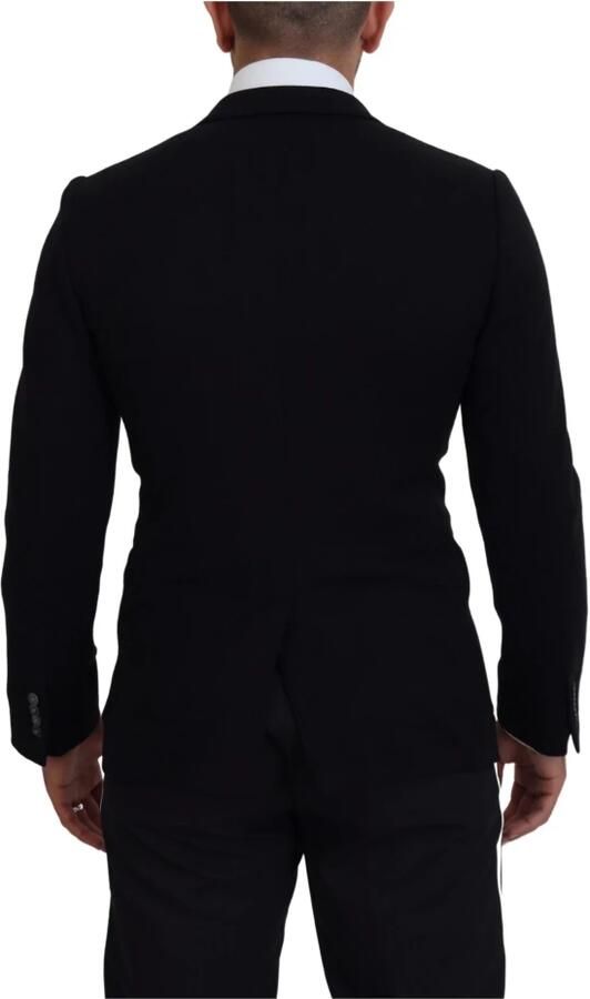Dolce & Gabbana Zwarte Wollen Blazer met Koninginnebij Borduursel Black Heren - Foto 6