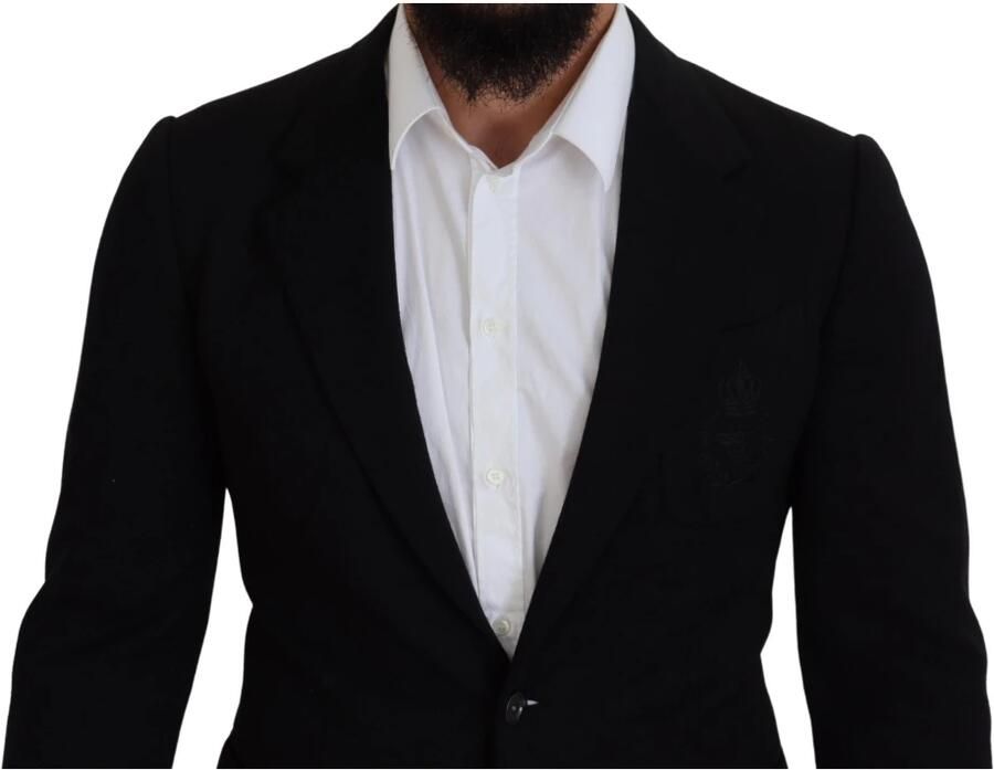 Dolce & Gabbana Zwarte Wollen Blazer met Koninginnebij Borduursel Black Heren - Foto 2