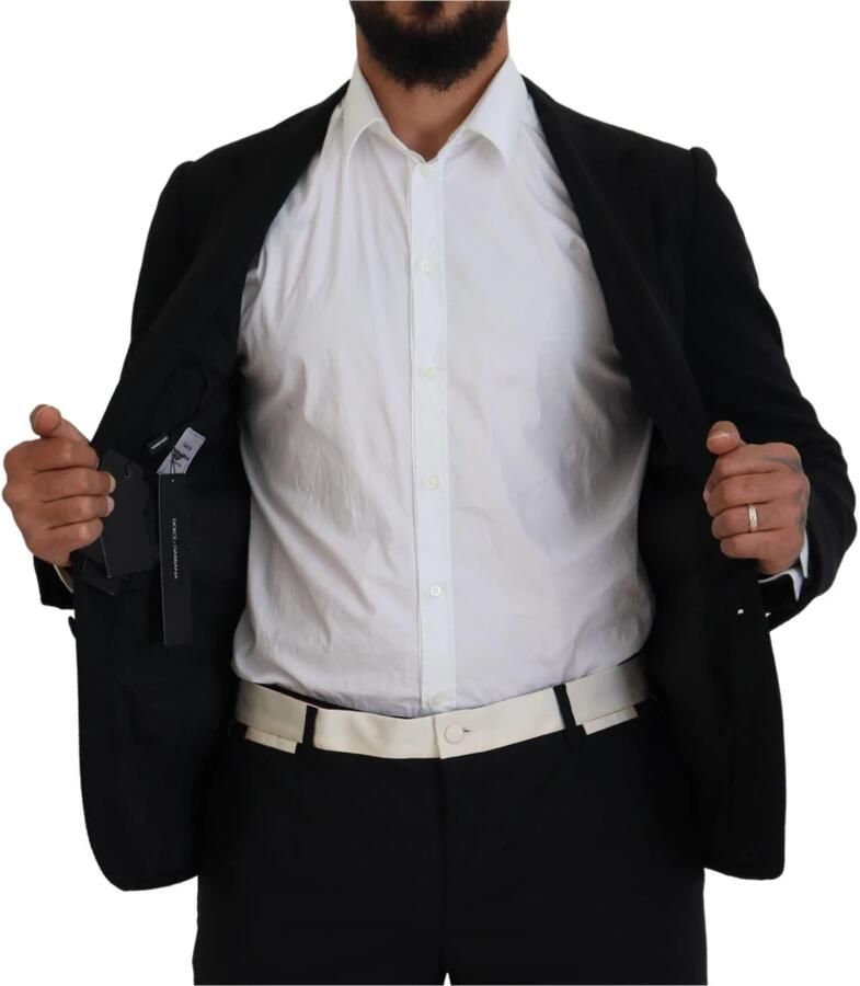 Dolce & Gabbana Zwarte Wollen Blazer met Koninginnebij Borduursel Black Heren