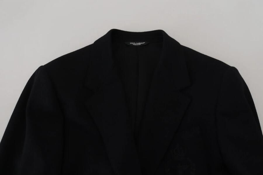 Dolce & Gabbana Zwarte Wollen Blazer met Koninginnebij Borduursel Black Heren - Foto 3