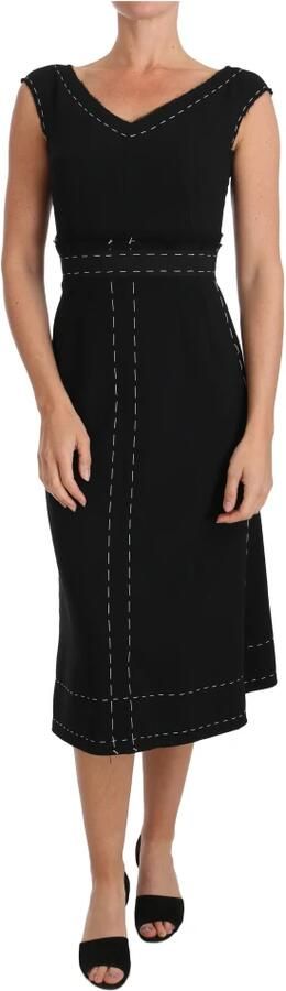 Dolce & Gabbana Zwarte Wollen Mouwloze Etuijurk Black Dames - Foto 4