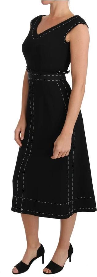Dolce & Gabbana Zwarte Wollen Mouwloze Etuijurk Black Dames - Foto 3