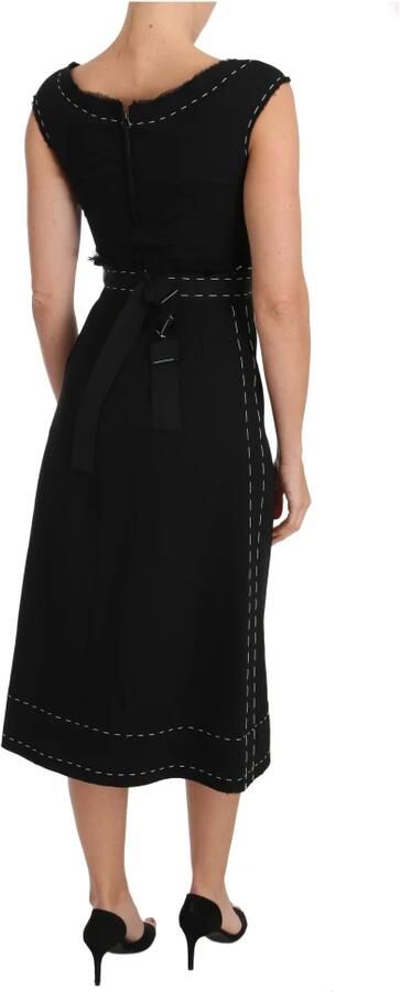 Dolce & Gabbana Zwarte Wollen Mouwloze Etuijurk Black Dames - Foto 2
