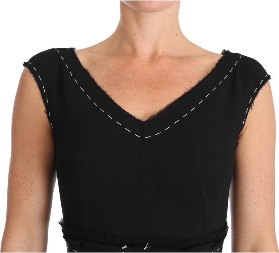Dolce & Gabbana Zwarte Wollen Mouwloze Etuijurk Black Dames