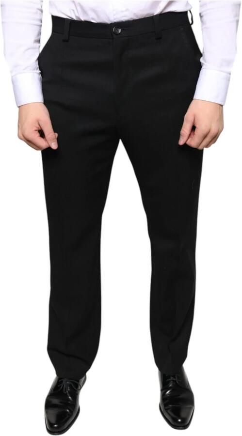 Dolce & Gabbana Zwarte Wolmix Skinny Dressbroek Black Heren