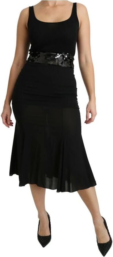 Dolce & Gabbana Zwarte Mermaid Hoge Taille Midi Zijden Rok Zwart Dames