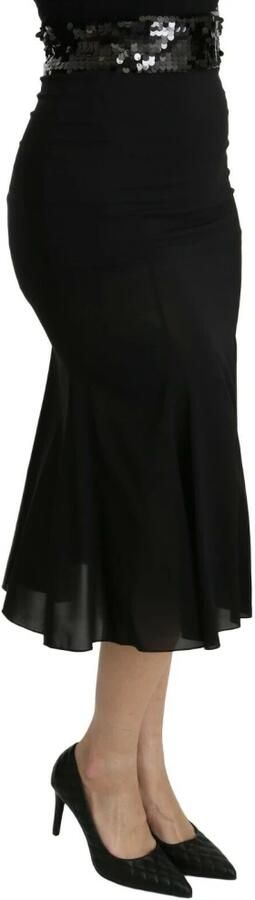Dolce & Gabbana Zwarte Mermaid Hoge Taille Midi Zijden Rok Zwart Dames - Foto 5