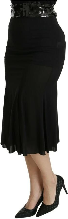 Dolce & Gabbana Zwarte Mermaid Hoge Taille Midi Zijden Rok Zwart Dames - Foto 4