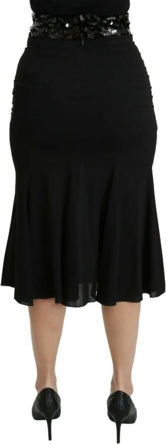 Dolce & Gabbana Zwarte Mermaid Hoge Taille Midi Zijden Rok Zwart Dames - Foto 2