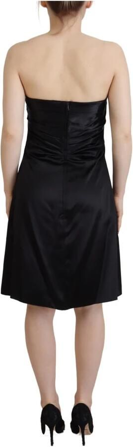 Dolce & Gabbana Zwarte Mouwloze Zijden Jurk met Logo Details Black - Foto 10