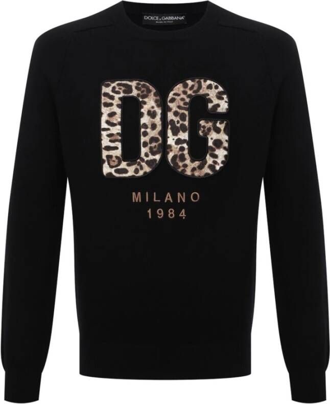 Dolce & Gabbana Dolce Gabbana Logo Embroidered Wool Sweater Zwart Heren