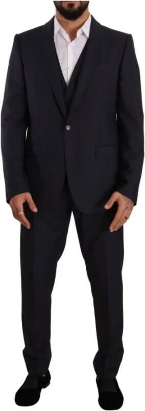 Dolce & Gabbana Blue Martini Single Breasted 3 Piece Suit Blauw Heren