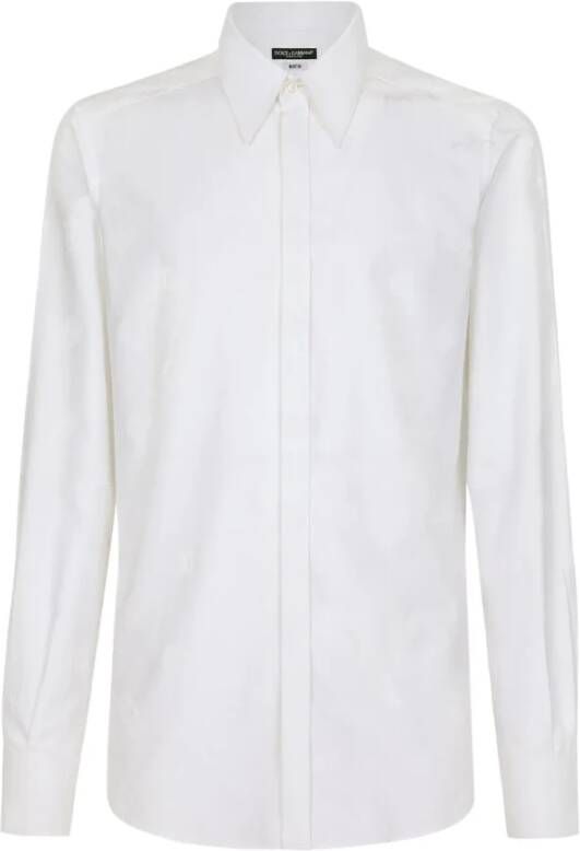Dolce & Gabbana Logo Print Formele Witte Katoenen Overhemd White Heren
