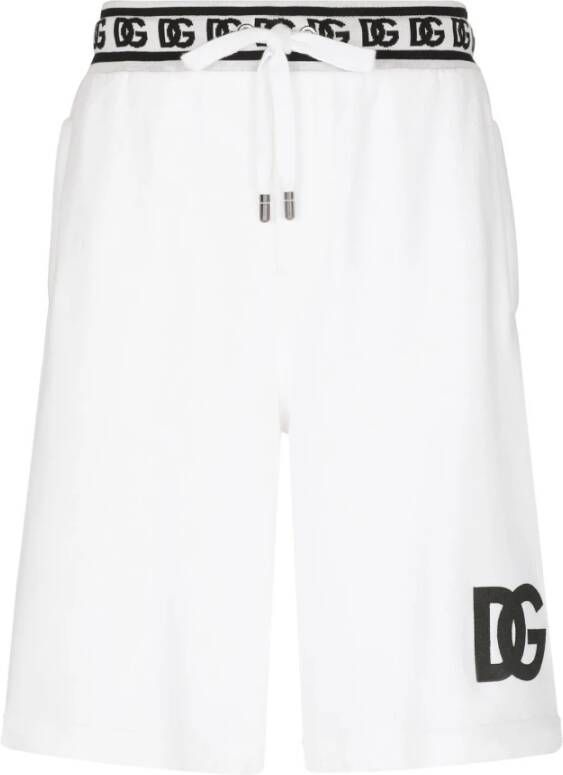 Dolce & Gabbana Casual witte shorts met trekkoord in de taille White Heren