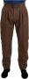 Dolce & Gabbana Brown Leather Tapered High Waist Pants Bruin Heren - Thumbnail 1