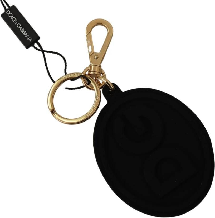Dolce & Gabbana Dolce; Gabbana zwart rubber dg logo goud messing metalen sleutelhanger Zwart Unisex