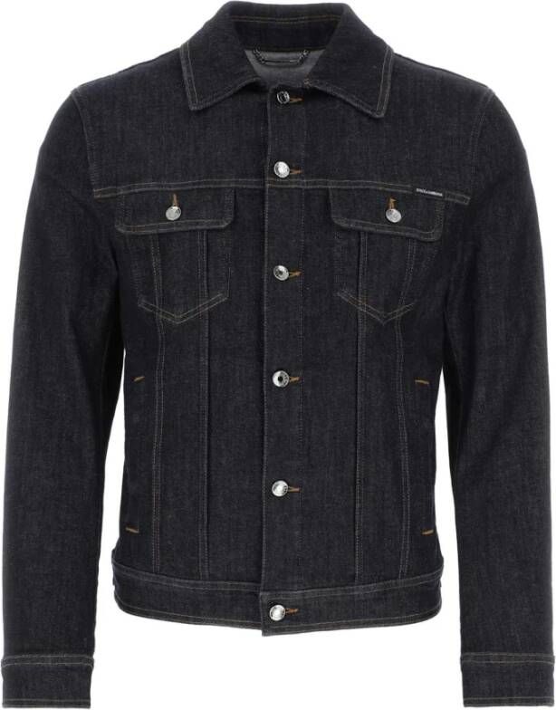 Dolce & Gabbana Donkerblauw split denim shirt Blauw Heren