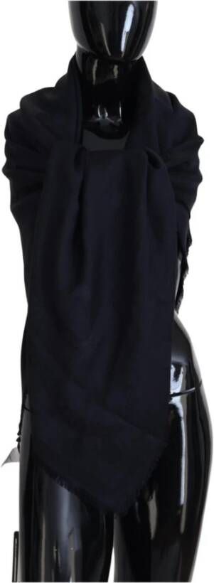 Dolce & Gabbana Donkerblauwe Fringed Zijden Sjaal Blauw Heren