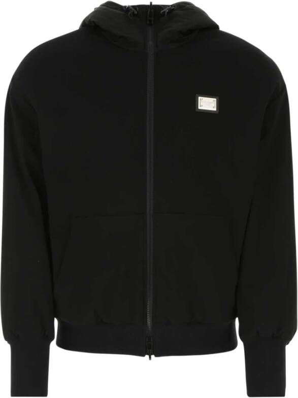 Dolce & Gabbana Zwarte Rayon Blend Jas Stijlvol Model Black Heren