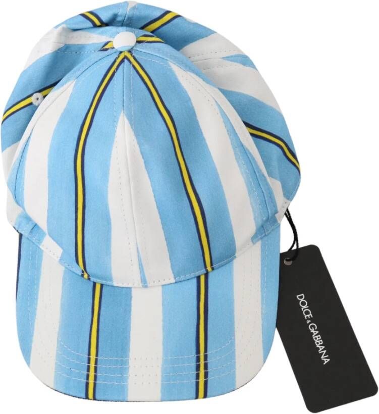 Dolce & Gabbana Stripes Baseball Cotton Cap Blauw Heren