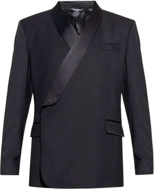 Dolce & Gabbana Dubbelrijige blazer van wol Black Heren