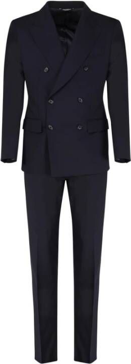 Dolce & Gabbana Double Breasted Suits Blauw Heren