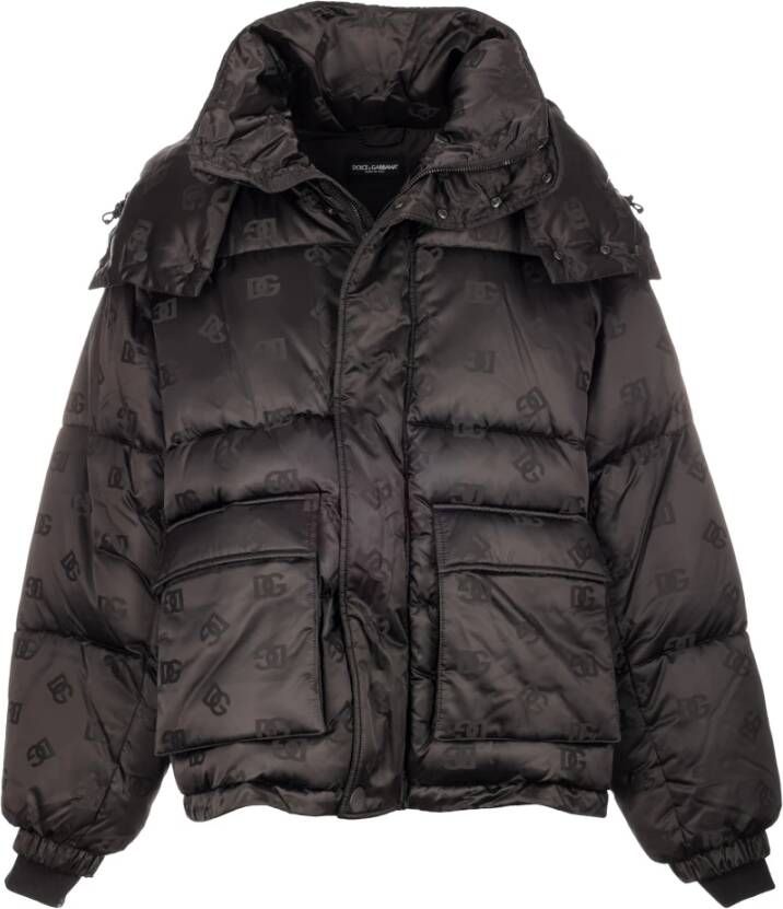 Dolce & Gabbana Zwarte Oversize Puffer Jas voor Heren Black Heren