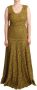 Dolce & Gabbana Brown Floral Lace Maxi Floor Length Dress Bruin Dames - Thumbnail 1