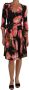 Dolce & Gabbana Black Pink Tulip Print Stretch Shift Dress Zwart Dames - Thumbnail 1