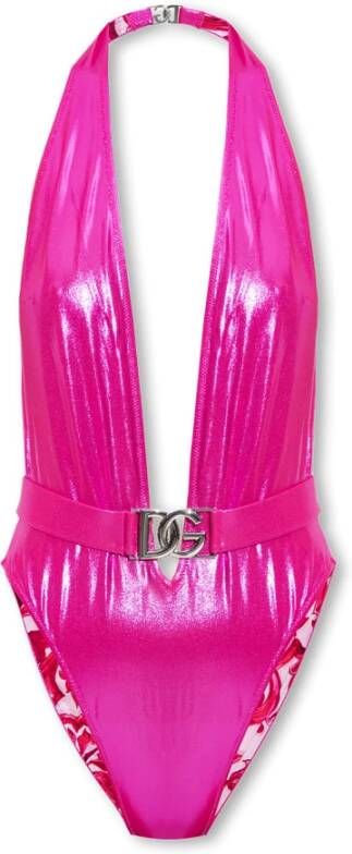 Dolce & Gabbana Metallic Stoffen Badpak Pink Dames