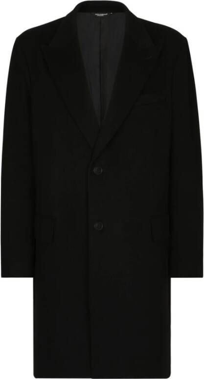 Dolce & Gabbana Zwarte enkellange jas voor heren Black Heren