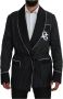 Dolce & Gabbana Zwarte Gestreepte DG Patch Jas Heren Blazer Black Heren - Thumbnail 1