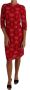 Dolce & Gabbana Floral Crochet Lace Red Pink Sheath Dress Rood Dames - Thumbnail 3