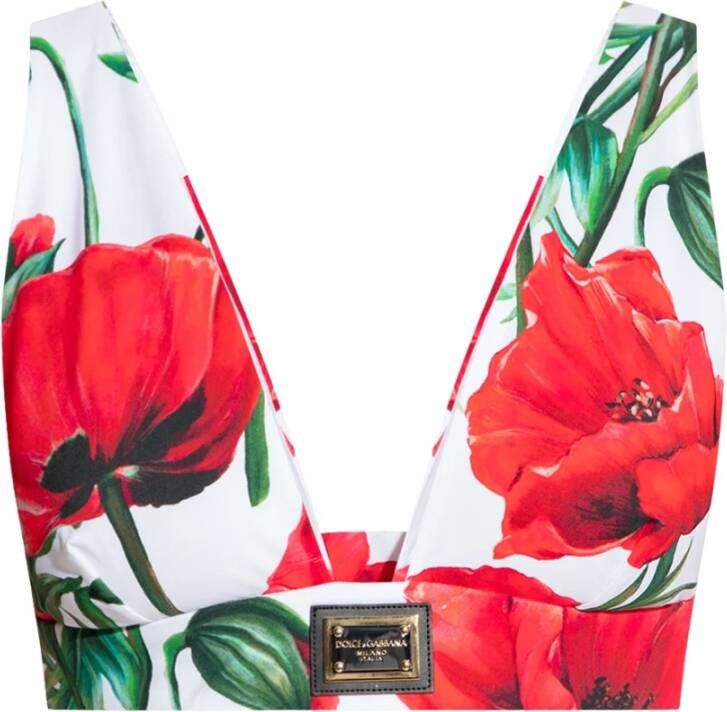 Dolce & Gabbana Floral crop top Wit Dames