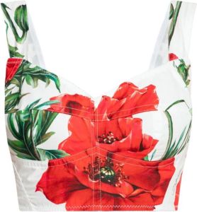 Dolce & Gabbana Floral crop top Wit Dames