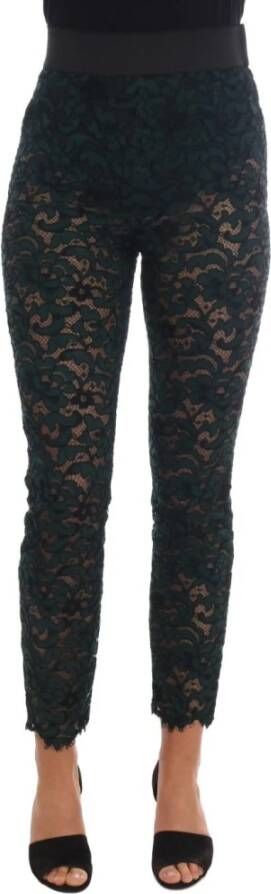 Dolce & Gabbana Floral Lace Leggings Pants Groen Dames