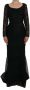 Dolce & Gabbana Zwarte Bloemen Sheath Maxi Jurk Black Dames - Thumbnail 1