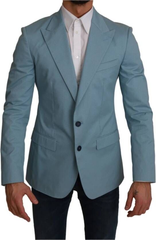 Dolce & Gabbana Pre-owned Blue Slim Fit Coat Jacket Martini Blazer Blauw Heren