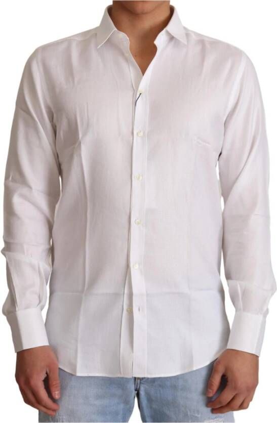 Dolce & Gabbana Pre-owned White Cotton Dress Formal Martini Shirt Wit Heren