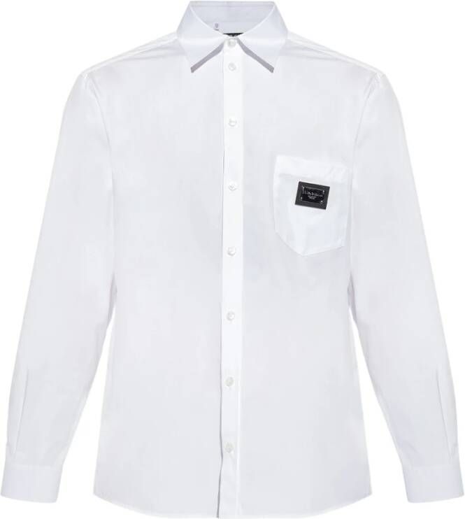 Dolce & Gabbana Witte Katoenen Overhemd met Lange Mouwen White Heren