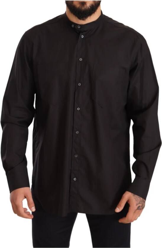 Dolce & Gabbana Zwart 100% Katoenen Formeel Jurk Top Overhemd Black Heren
