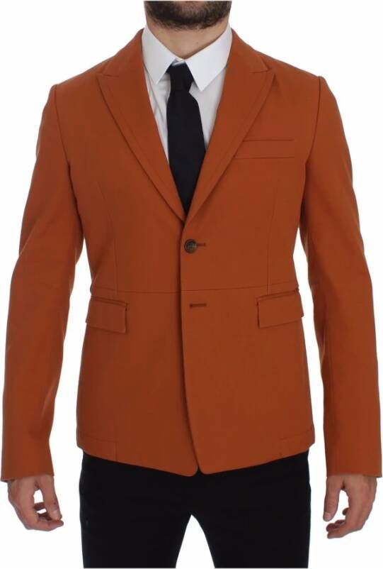 Dolce & Gabbana Prachtige Katoenen Stretch Blazer Jas Orange Heren
