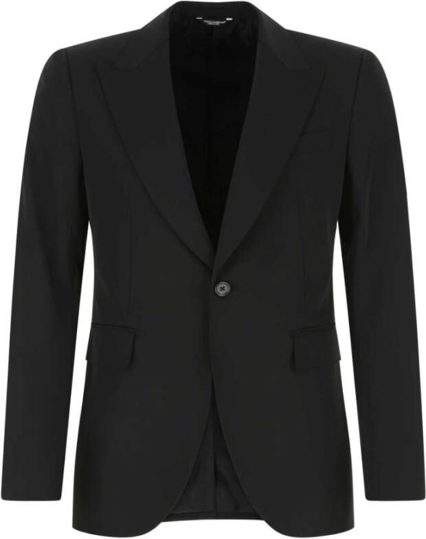 Dolce & Gabbana Zwarte stretch polyester blazer Black Heren