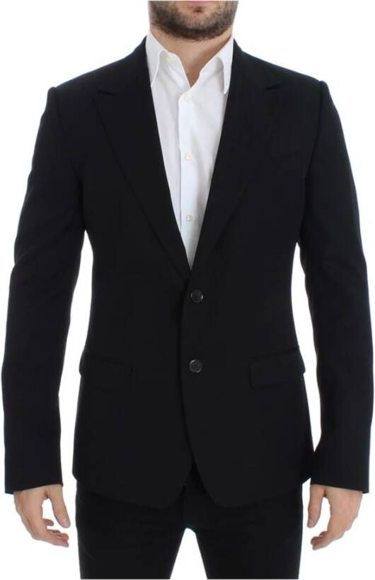 Dolce & Gabbana Zwarte wollen slim fit blazer Upgrade je formele garderobe Black Heren