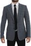 Dolce & Gabbana Blue Checkered Slim Fit Blazer Jacket Blue Heren - Thumbnail 1