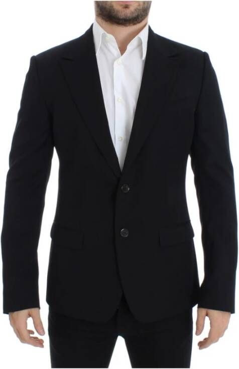 Dolce & Gabbana Zwarte wollen slim fit blazer Upgrade je formele garderobe Black Heren