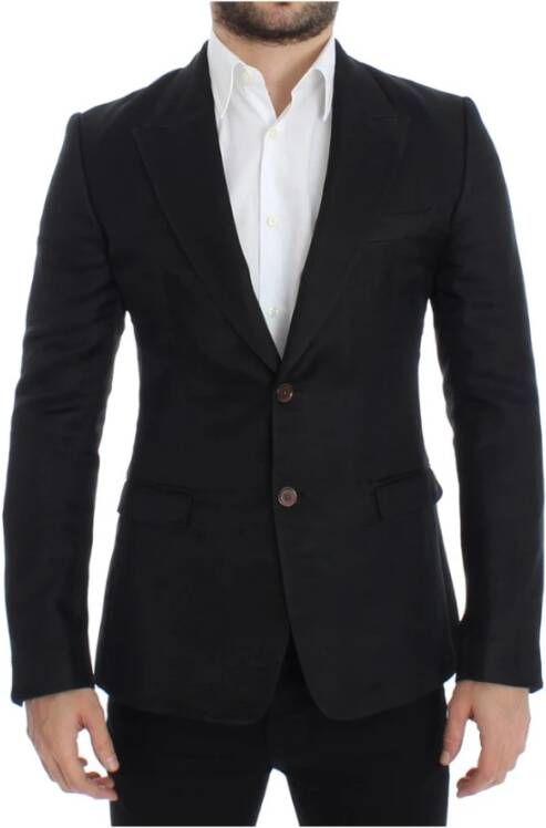 Dolce & Gabbana Zwarte Zijden Slim Fit Blazer Exclusieve MainLine Collectie Zwart Heren