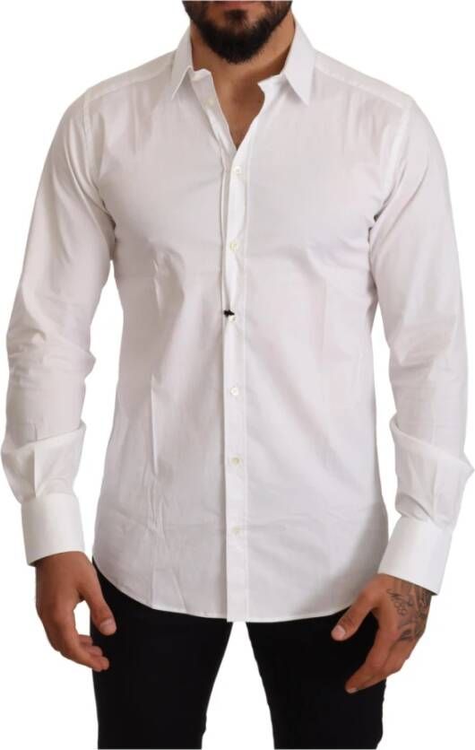 Dolce & Gabbana Pre-owned White Cotton Stretch Formal Shirt Wit Heren