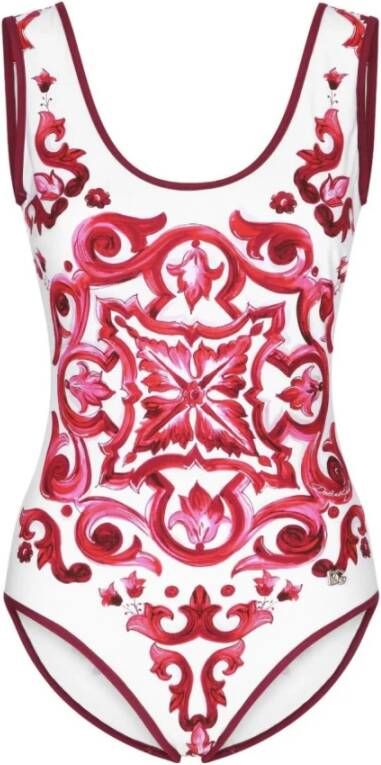 Dolce & Gabbana Fuchsia Zeekleding met Maiolica Print Roze Dames