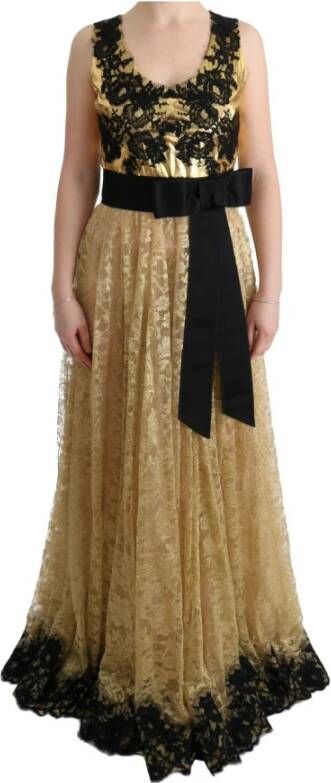 Dolce & Gabbana Bloemenkanten jurk voor speciale gelegenheden Yellow Dames